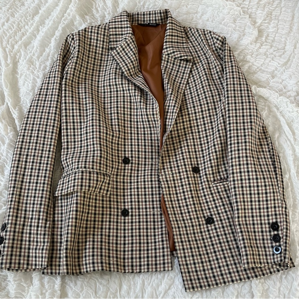 Oversized Checkered Blazer